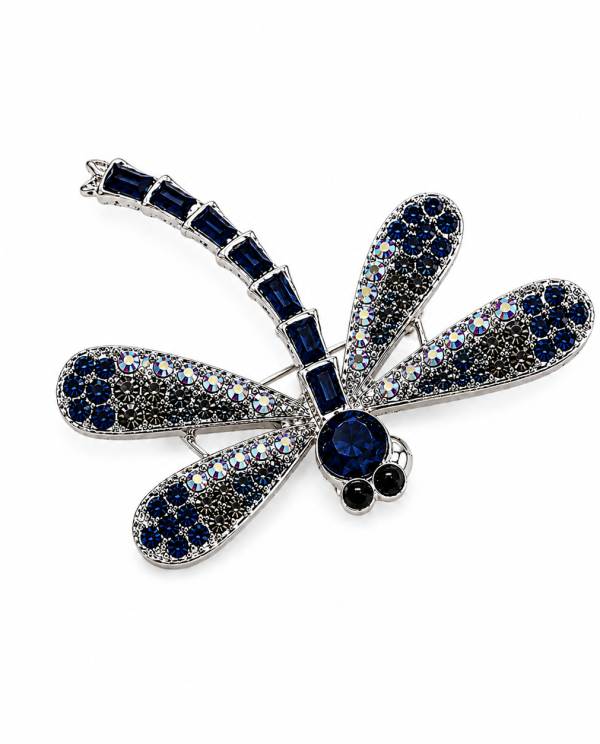 Broche Libélula Crystal Silver