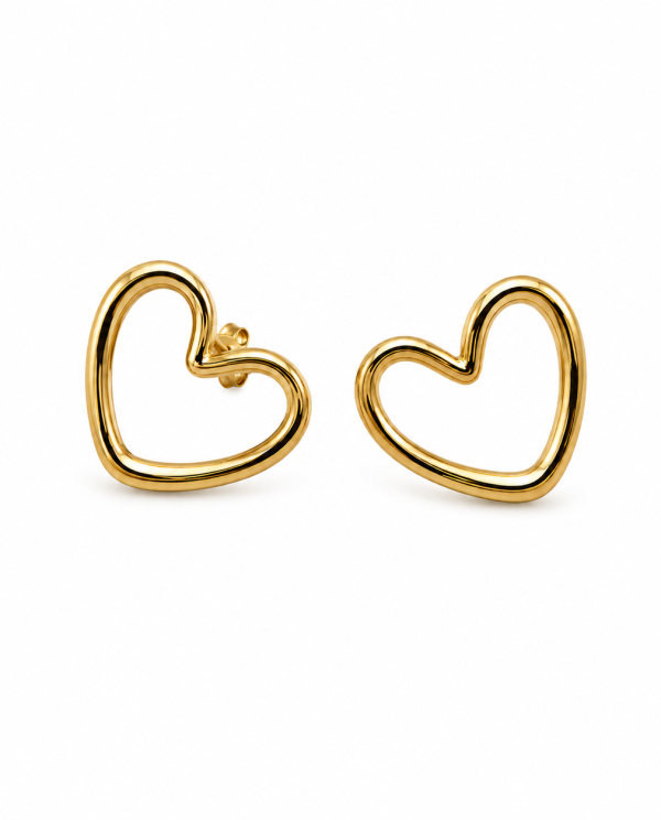 Aros Corazón Minimal Gold