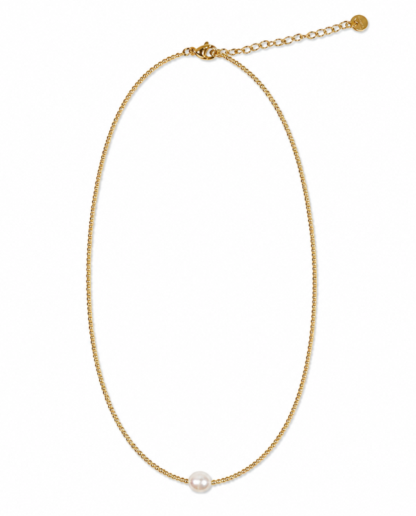 COLLAR MOSTACILLA DORADA PERLA