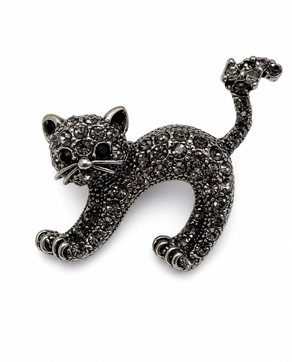 Prendedor Gato plateado