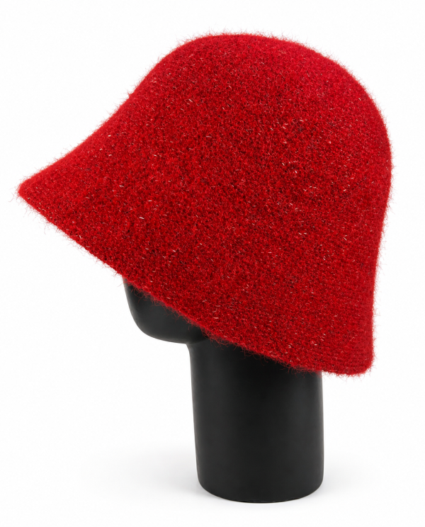 Sombrero cloche de lana en color rojo