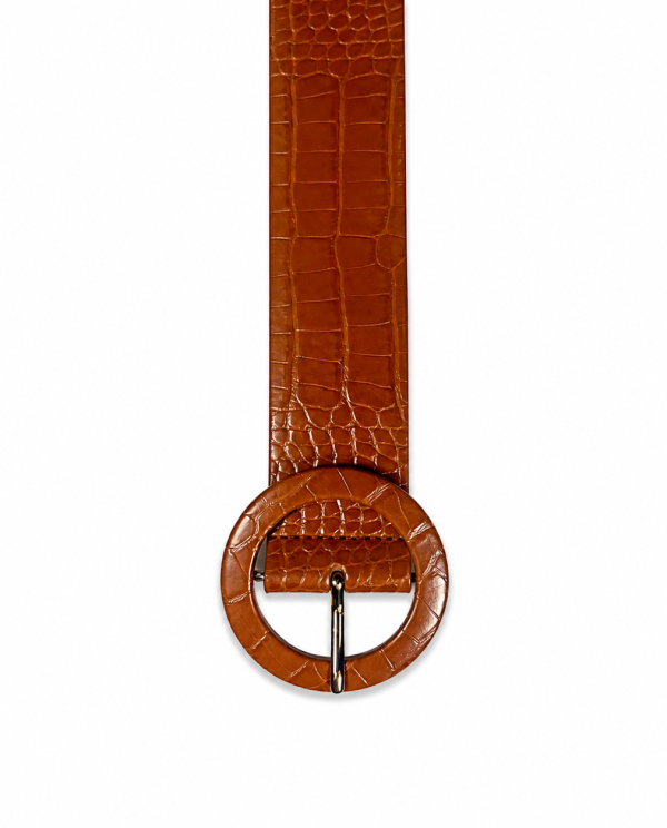 Cinturon eco-cuero croco caramelo