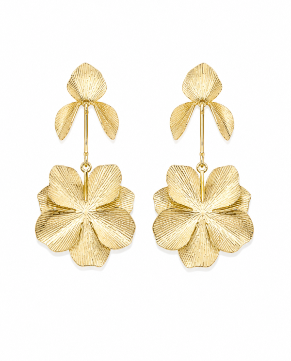 Aros Flor Dorada Colgante