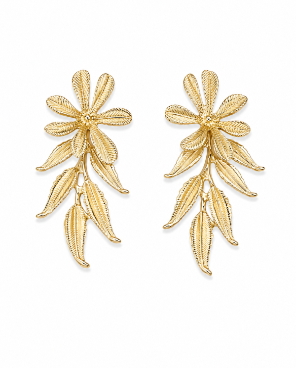 Aros Flor Dorada Vintage