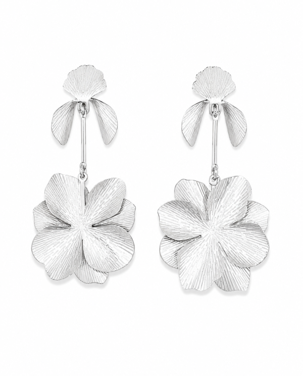 Aros Flor Plata Colgante