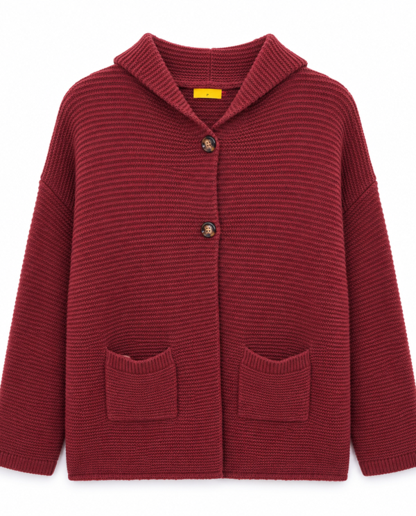 Cardigan Tejido Burdeo 2 Botones