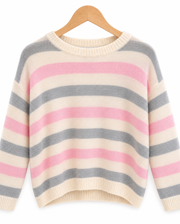 Sweater Rayado Rosa Pastel