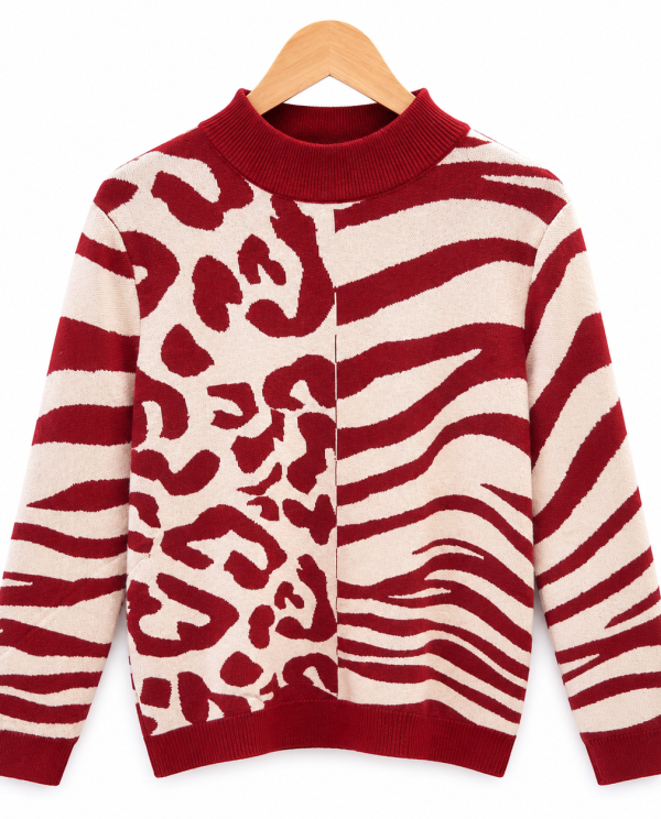 Sweater Animal Print Burdeo
