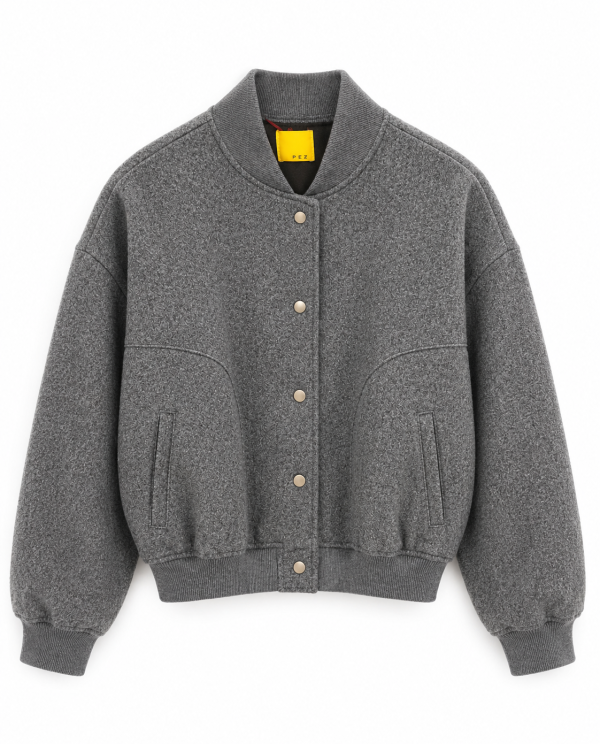 Chaqueta Bomber Gris Texturizada