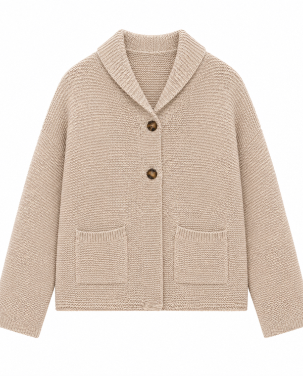 Cardigan Tejido Beige 2 Botones