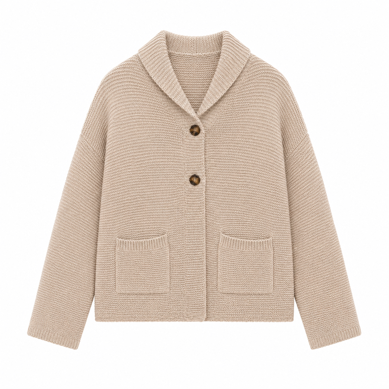 Cardigan Tejido Beige 2 Botones