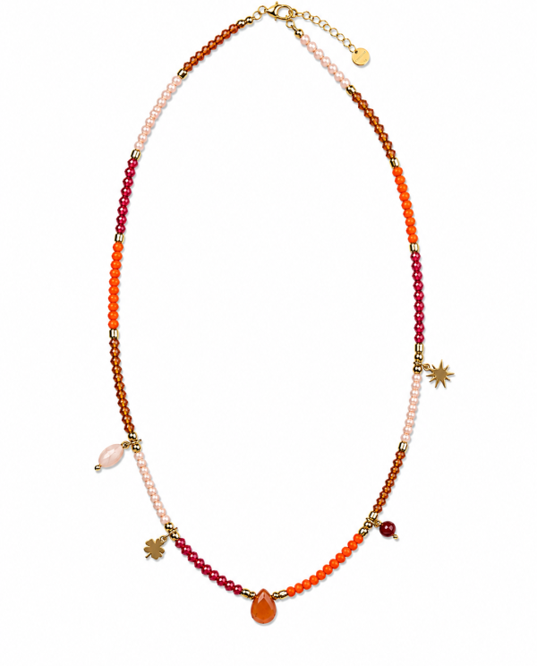 Collar Piedras Magenta Colgantes