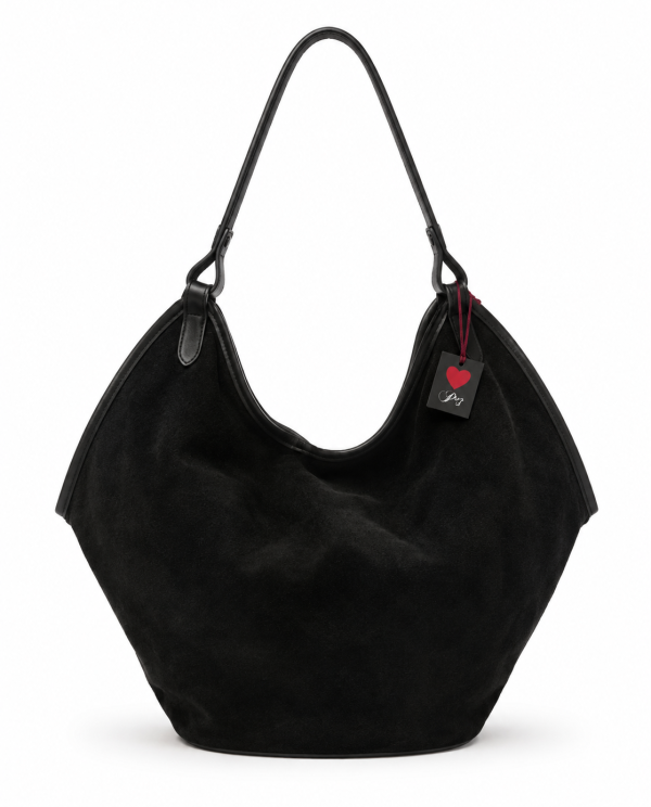 Cartera negra efecto gamuza