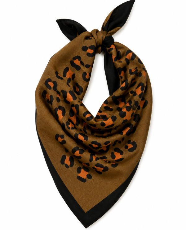 Pañuelo Animal Print Camel y Negro
