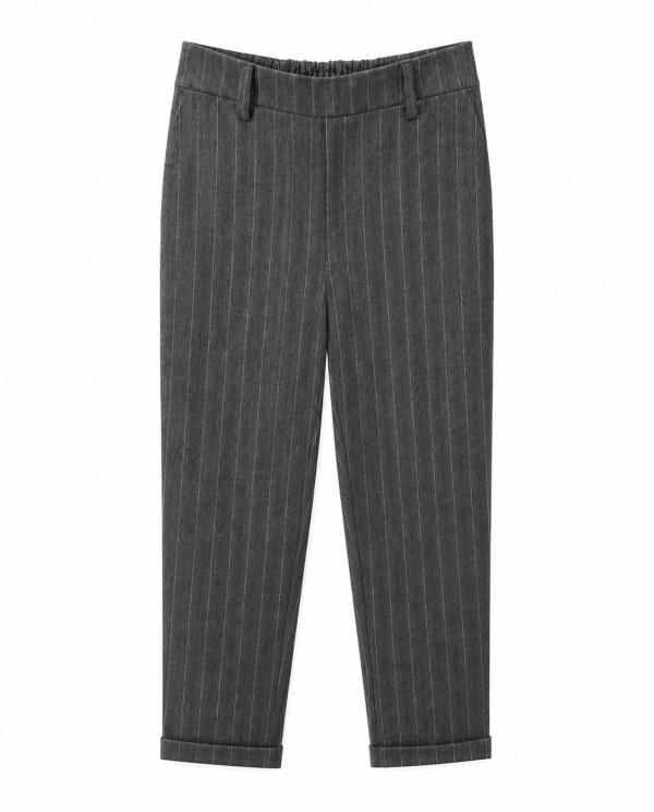 Pantalón Capri Rayado Gris Antracita